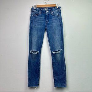 Mother Looker Ankle Fray Ripped Medium Wash Denim Jeans Size 26